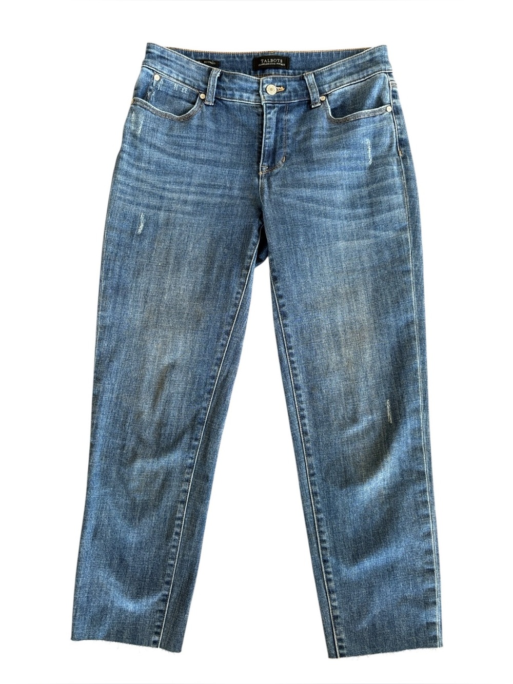 Talbots Flawless Five Pocket Cropped Boyfriend Blue Jeans Size 2